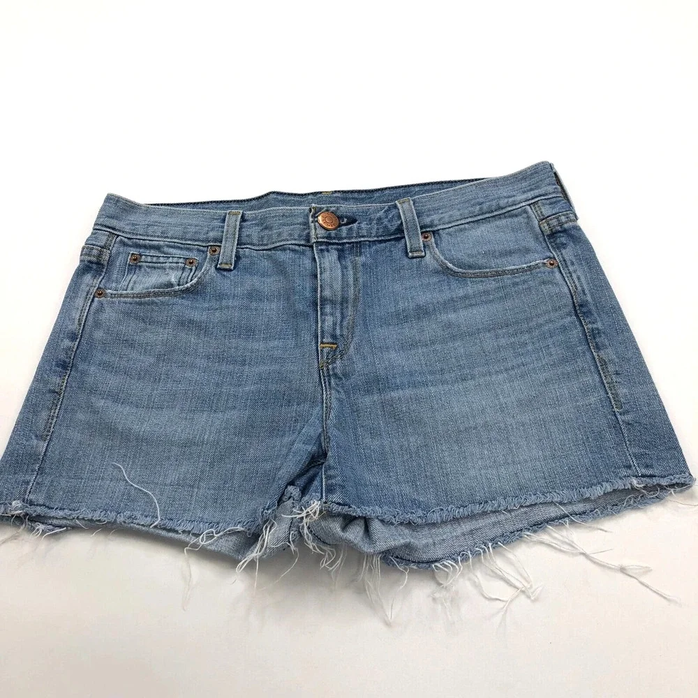 J.Crew 26 (Fit 32W) Cotton Cut Off Frayed Denim Jean Mid Rise 2.5